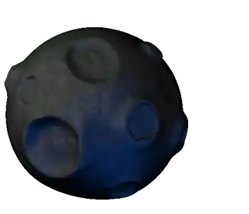 A football streaking past a planet like a comet